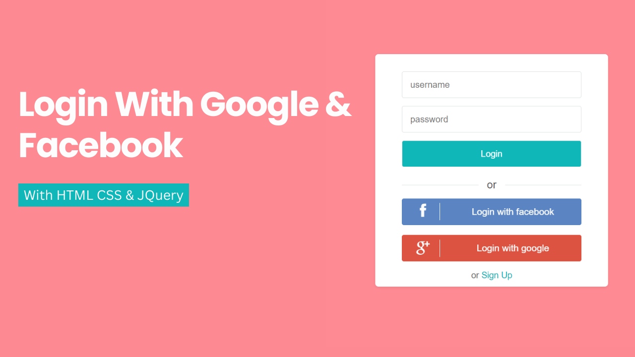 (Source Code) Sign Up & Sign In With Google & Facebook Login Page