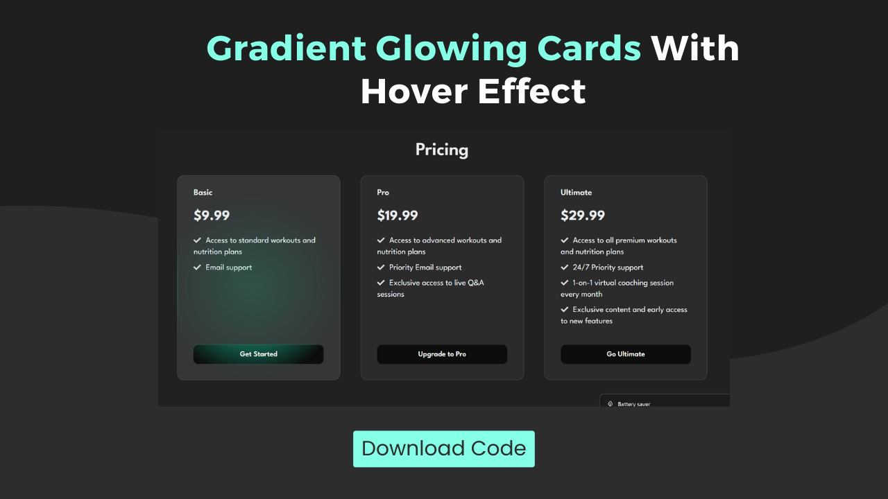 Glowing Cards With Hover Effects