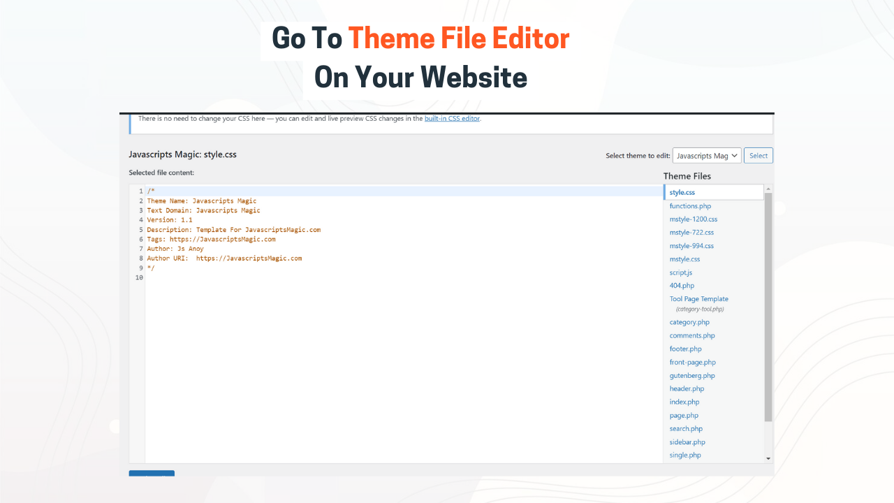 Go To Theme Filer Editor Of Your WordPress Website | Host Google Font In WordPress Locally Without Plugin