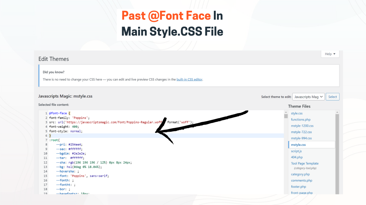 Past @Font Face In Main Style.CSS File