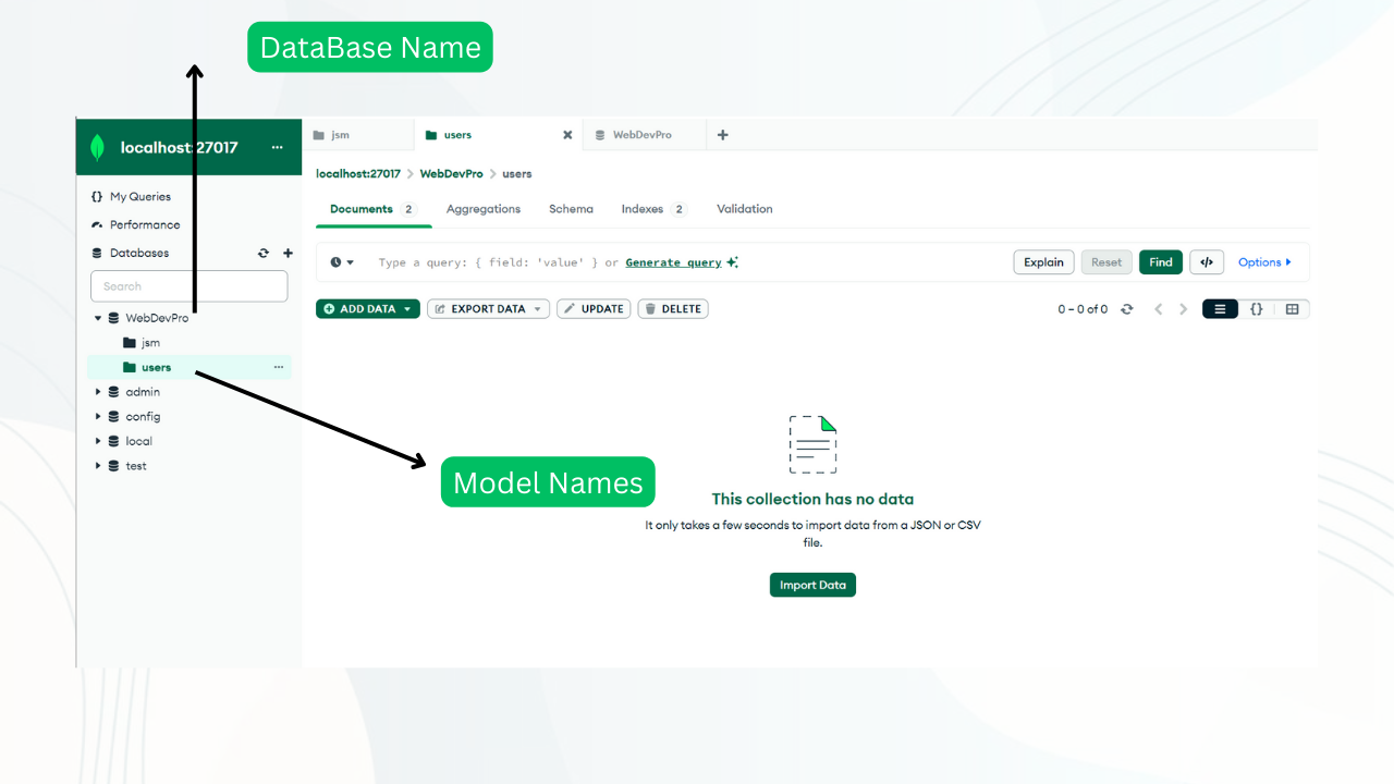 MongoDB Database Name & Model Names