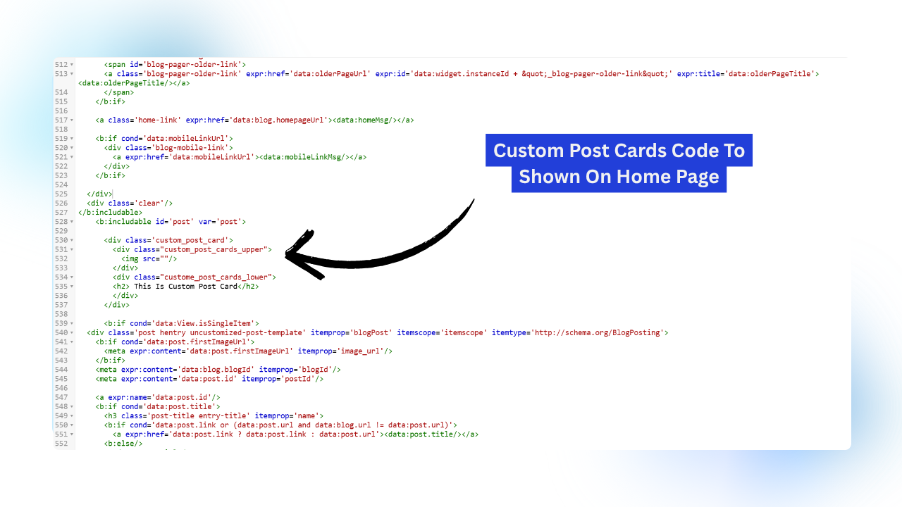 Custom Post Cards Code To Shown On Home Page